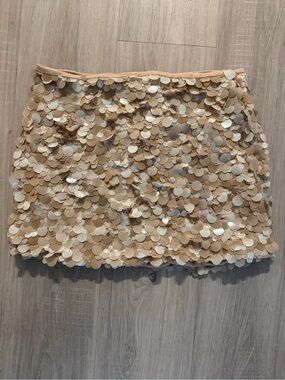 NWT SHEIN Champagne Sequin Mini Skirt Size Small Party Club NYE Holiday Glam